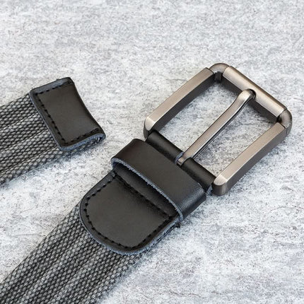 Mens Belt, Striped Canvas Web Belt for Men with Alloy Buckle, Adjustable Fabric Belt for Jeans and Shorts, Gift for Him