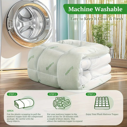 Bamboo | Cooling Mattress Topper with Pillow Top & Deep Pockets for Ultimate Comfort