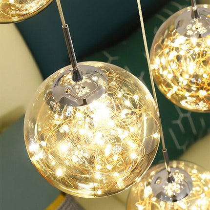 Staircase Chandelier, Glass Bubble Chandelier with LED Bulbs