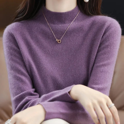 Womens Sweaters, Merino Wool Pullover with Crew Neck – image 78