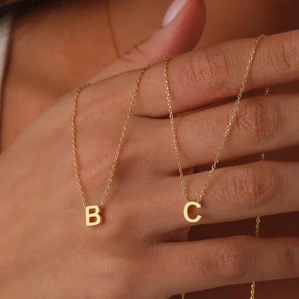 Initial Necklace for Women, Dainty Initial Pendant Necklace in Gold or Silver