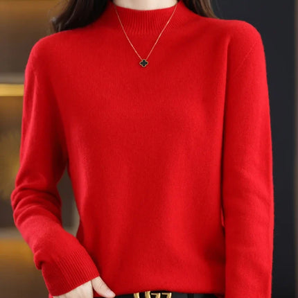Womens Sweaters, Merino Wool Pullover with Crew Neck – image 99