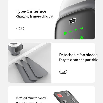 Portable Ceiling Fan with LED Light and Remote Control – image 19