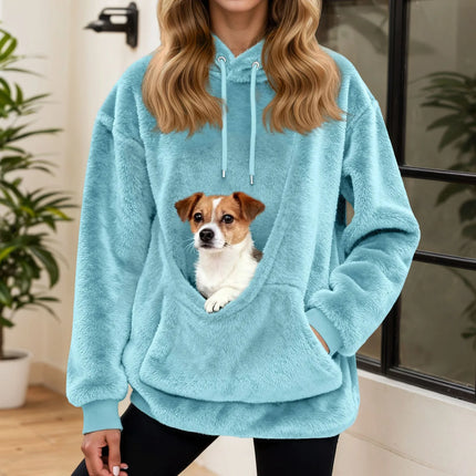 Oversized Fleece Hoodie with Pet Carrier Pocket – image 13