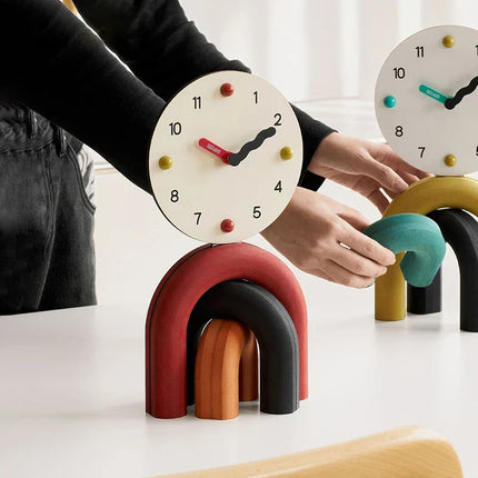Table Clocks, Nordic Desk Clock in Bamboo and Metal – image 6