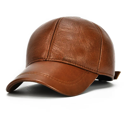 Leather Baseball Cap, Adjustable Genuine Leather Hat, Classic Baseball Hat, Luxury Streetwear Cap
