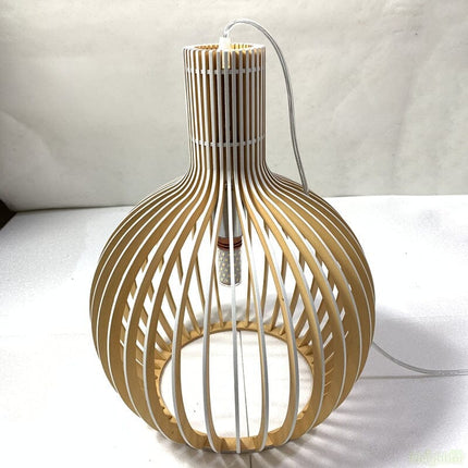 Wood Pendant Light Fixture, Modern Chandelier with Natural Wooden Cage, Rustic Hanging Lamp with Adjustable Black – image 28