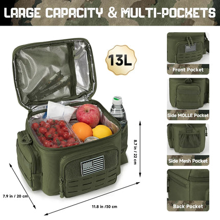 Tactical Lunch Box for Men, Insulated Lunch Bag Leakproof
