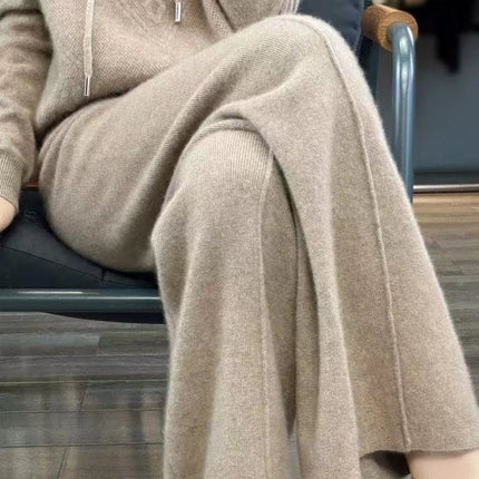 Wide Leg Pants for Women, Womens Wool Pants with Elastic Waist and Belt – image 8