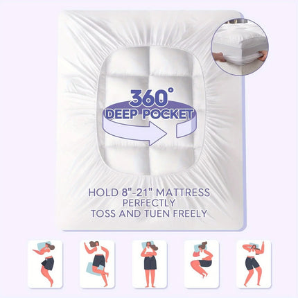 Bamboo | Cooling Mattress Topper with Pillow Top & Deep Pockets for Ultimate Comfort