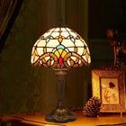 Antique Stained Glass Table Lamp with Durable Resin Base | Artful Illumination for Elegant Home Decor