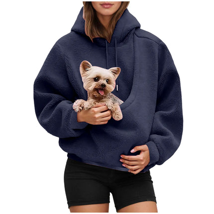 Oversized Hoodie for Women and Men, Cat Hoodie with Kangaroo Pet Carrier Pocket, Pullover Hoodie for Cat Lovers