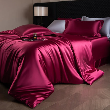 Luxury Silk Bed Sheets Set with Duvet Cover & Pillowcases | Soft, Breathable Bedding for Ultimate Comfort