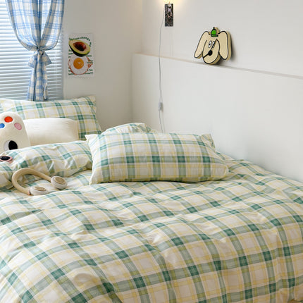 Cotton Bedding Set, Plaid Duvet Cover with Sheet and Pillowcases – image 4