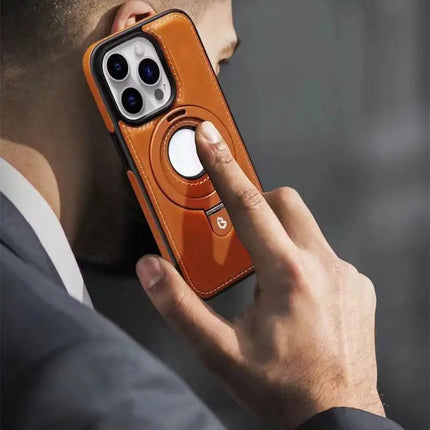 Slim Leather Phone Cover, Magnetic Phone Case with Ring Stand – image 4
