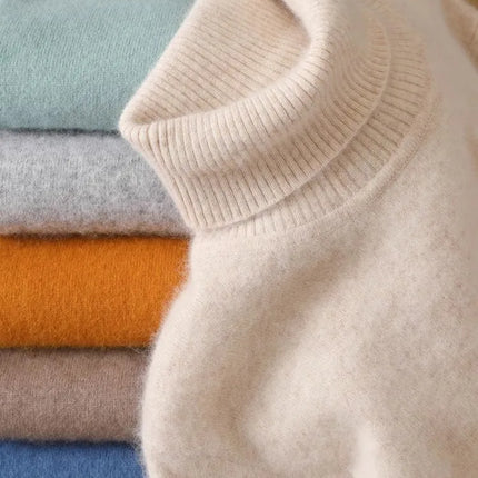 Mens Cashmere Sweaters, Cable Knit Sweater for Men, 100% Cashmere Knitted Sweater with High Collar