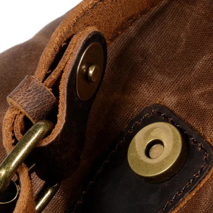 Canvas Backpack with Leather Trim, Vintage Laptop Backpack with Anti Theft Pocket – image 5