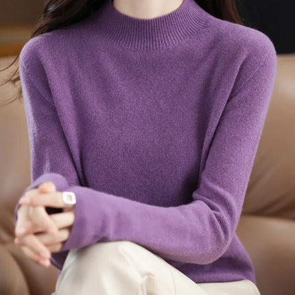 Womens Sweaters, Merino Wool Pullover with Crew Neck – image 96