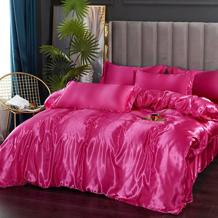 Silk Bed Set 4 Piece, Silk Bedding Set with Duvet Cover and Pillowcases – image 10