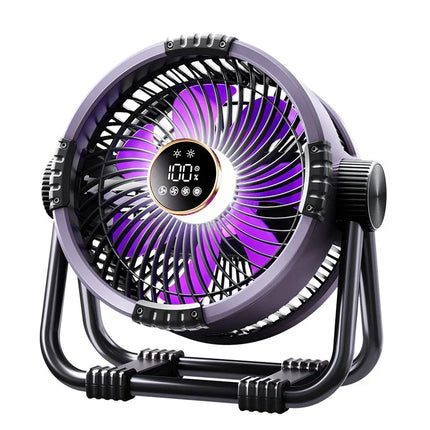 Portable Fan with Remote Control, Rechargeable Camping Fan with LED Light and Hook