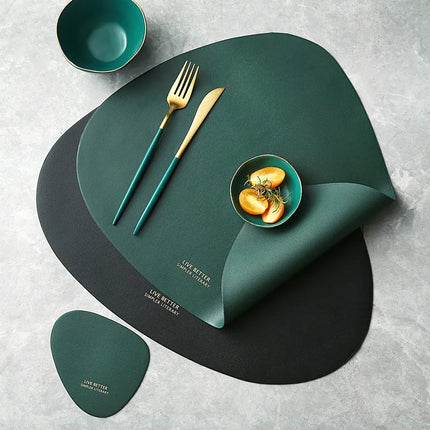 PU Leather Heat Insulation Table Mats with Non-Slip Design | Stylish and Durable Protection for Dining Surfaces