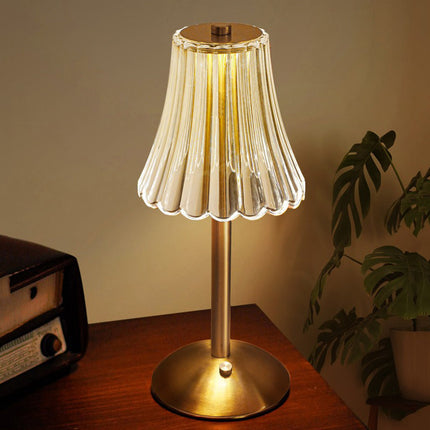 Golden Crystal Table Lamp with Touch Controls | Cordless LED Lighting for Elegant Ambiance