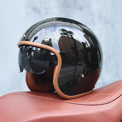 Retro Motorcycle Helmets, 3/4 Open Face Motorcycle Helmet for Men and Women – image 10