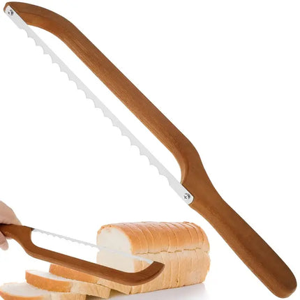 Serrated Bread Knife with Wooden Handle, Stainless Steel Kitchen Knife for Sourdough, Cake Knife for Pastries