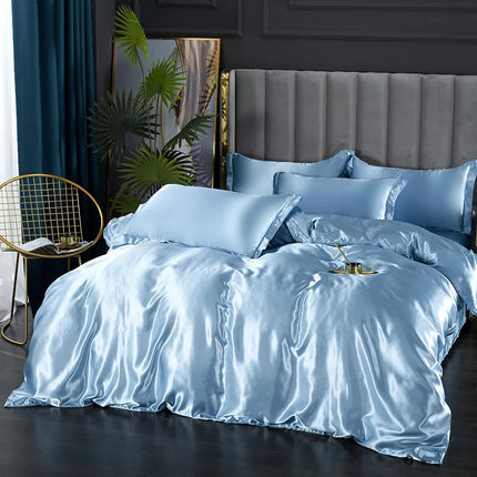 Silk Bed Set 4 Piece, Satin Duvet Cover Set in Twin to King Size – image 8