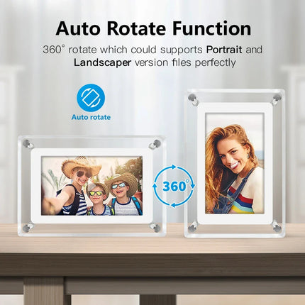 Digital Picture Frame 5 Inch Acrylic, Electronic Photo Frame IPS 1080P, Battery Powered Digital Photo Frame with SD Card