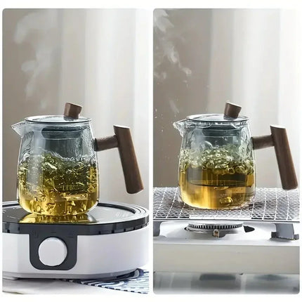 Glass Teapot with Wooden Handle, Small Glass Tea Pot – image 5