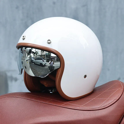 Retro Motorcycle Helmets, Vintage Jet Helmet with Padded ABS Shell – image 7