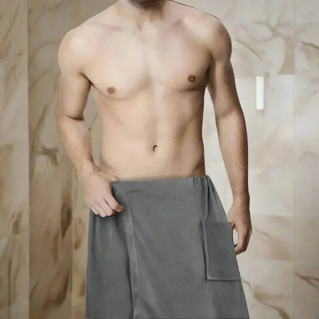 Bath Towel Robe with Pockets, Quick Drying Towel Bathrobe for Sauna and Gym