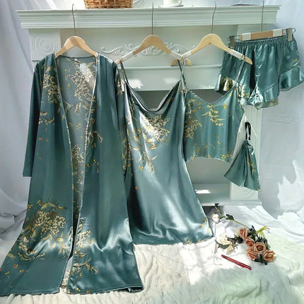 Women PJ Sets, Womens Pajama Sets with Robe and Nightgown – image 4