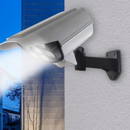 Solar-Powered Simulated Surveillance Camera with LED Lights | Effective Intruder Deterrent for Home Security