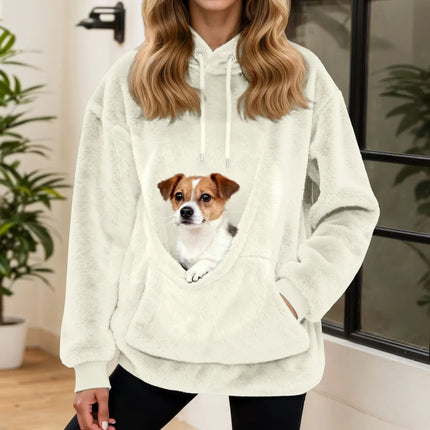 Oversized Fleece Hoodie with Pet Carrier Pocket, Unisex Pullover Hoodie – image 6