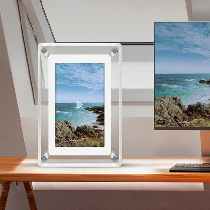 Digital Picture Frame 5 Inch Acrylic, Electronic Photo Frame IPS 1080P, Battery Powered Digital Photo Frame with SD Card