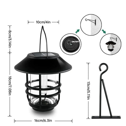 Outdoor Solar Lanterns Hanging, Solar Wall Lantern with Flickering Flame