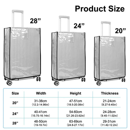 Luggage Covers for Suitcase, Clear Waterproof Suitcase Cover Protector 18 to 30 Inch, Travel Accessories