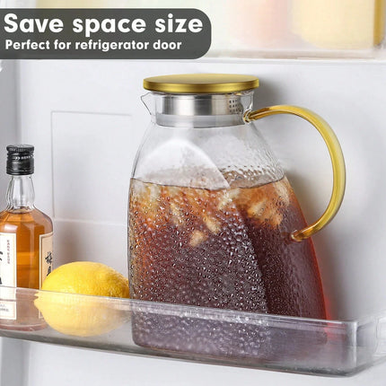 Glass Water Pitcher with Handle, 60 oz Borosilicate Glass Water Jug for Iced Tea – image 15