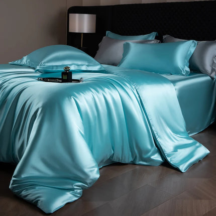 Luxury Silk Bed Sheets Set with Duvet Cover & Pillowcases | Soft, Breathable Bedding for Ultimate Comfort
