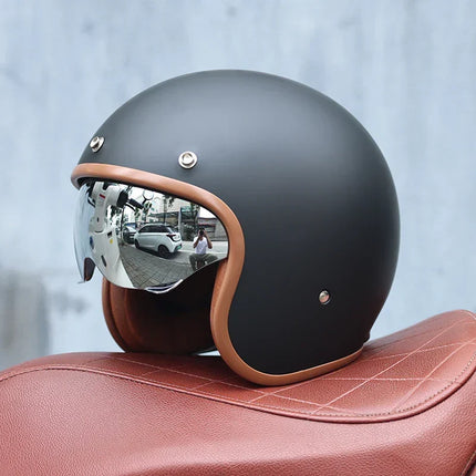 Retro Motorcycle Helmets, 3/4 Open Face Motorcycle Helmet for Men and Women – image 4