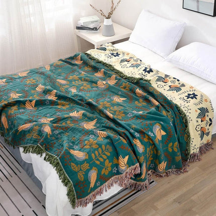 Scandinavian Bird Throw Blanket | Reversible Design for Cozy Comfort | Stylish Addition for Any Room 1