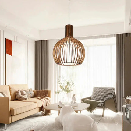 Scandinavian Pendant Lighting | Adjustable Wooden Ceiling Light Fixture for Warm Ambiance 2