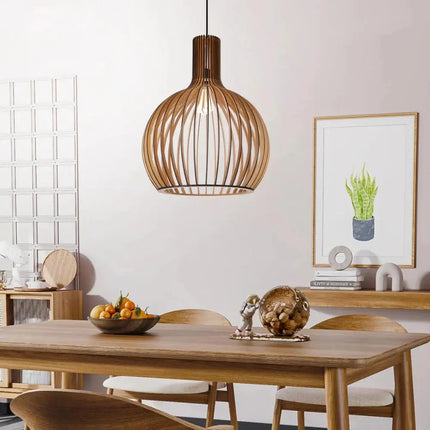 Scandinavian Pendant Lighting | Adjustable Wooden Ceiling Light Fixture for Warm Ambiance 3