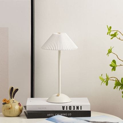 Scandinavian Style Desk Lamp with Pleated Fabric Shade & USB Power | Cozy Illumination for Modern Interiors 3
