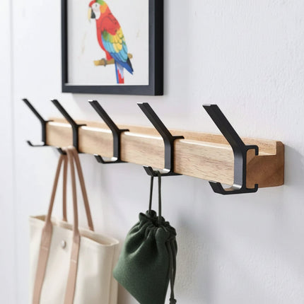 Scandinavian Wood Coat Rack Organizer with Adjustable Hooks | Stylish Storage Solution for Entryways 1