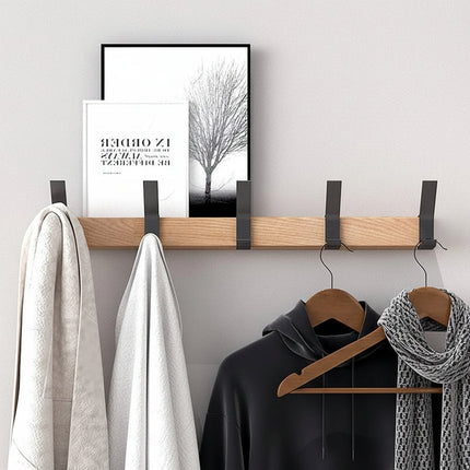 Scandinavian Wood Coat Rack Organizer with Adjustable Hooks | Stylish Storage Solution for Entryways 3
