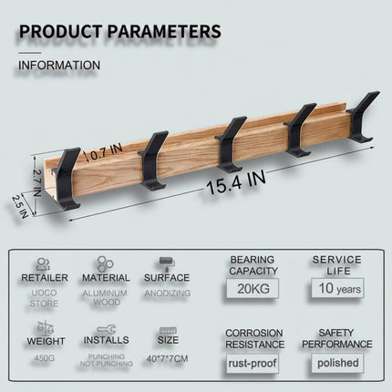 Scandinavian Wood Coat Rack Organizer with Adjustable Hooks | Stylish Storage Solution for Entryways 5