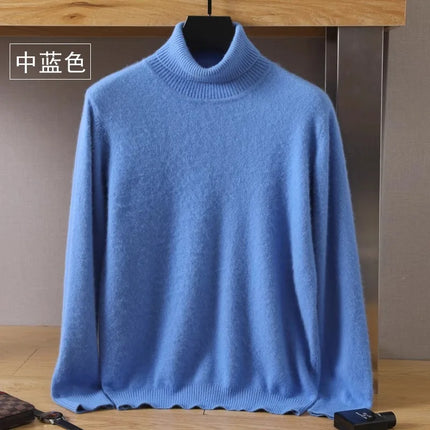 Mens Cashmere Sweaters, 100% Cashmere Knitted Sweater with High Collar – image 6